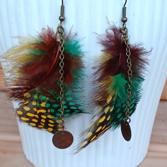 Hand Crafted Feather Earrings - Picture 1 of 4
